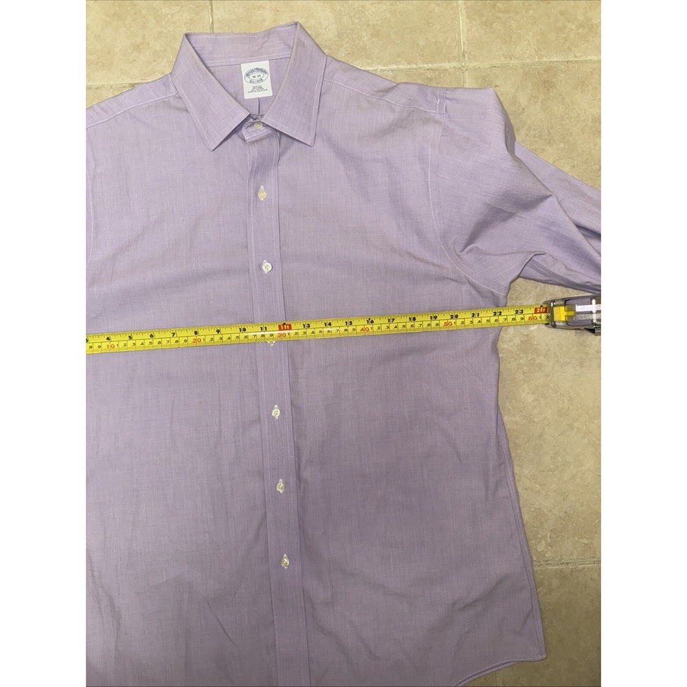 Brooks Brothers Shirt Mens 16" Collar Button Up Long Sleeve Double Cuff Purple - Picture 6 of 10